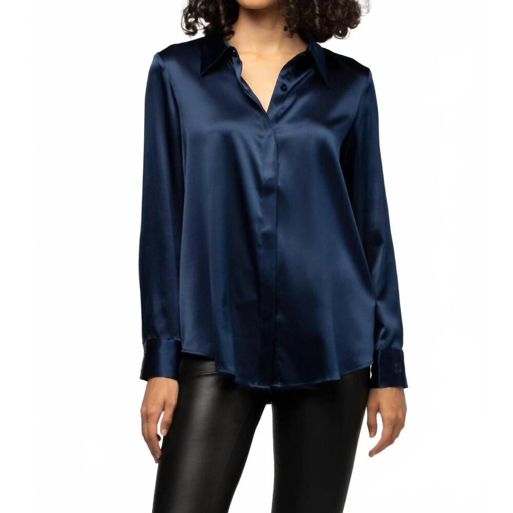 NEW MAX&MOI women's perlegging button down shirt in black